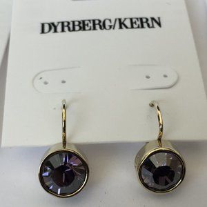 Dyrberg/Kern Swarovski crystal Purple Satin / Gold Louise leverback earrings